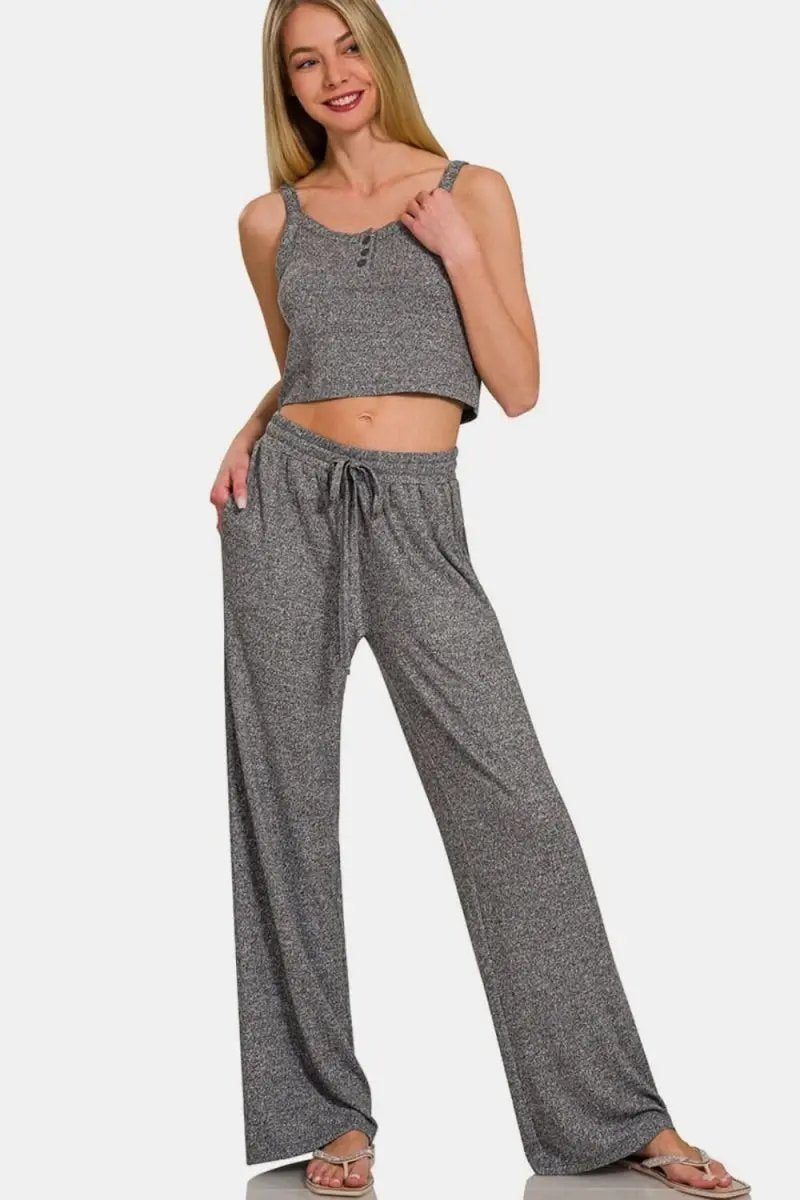 Zenana Drawstring Wide Leg Pants with Side Pockets - Love Salve